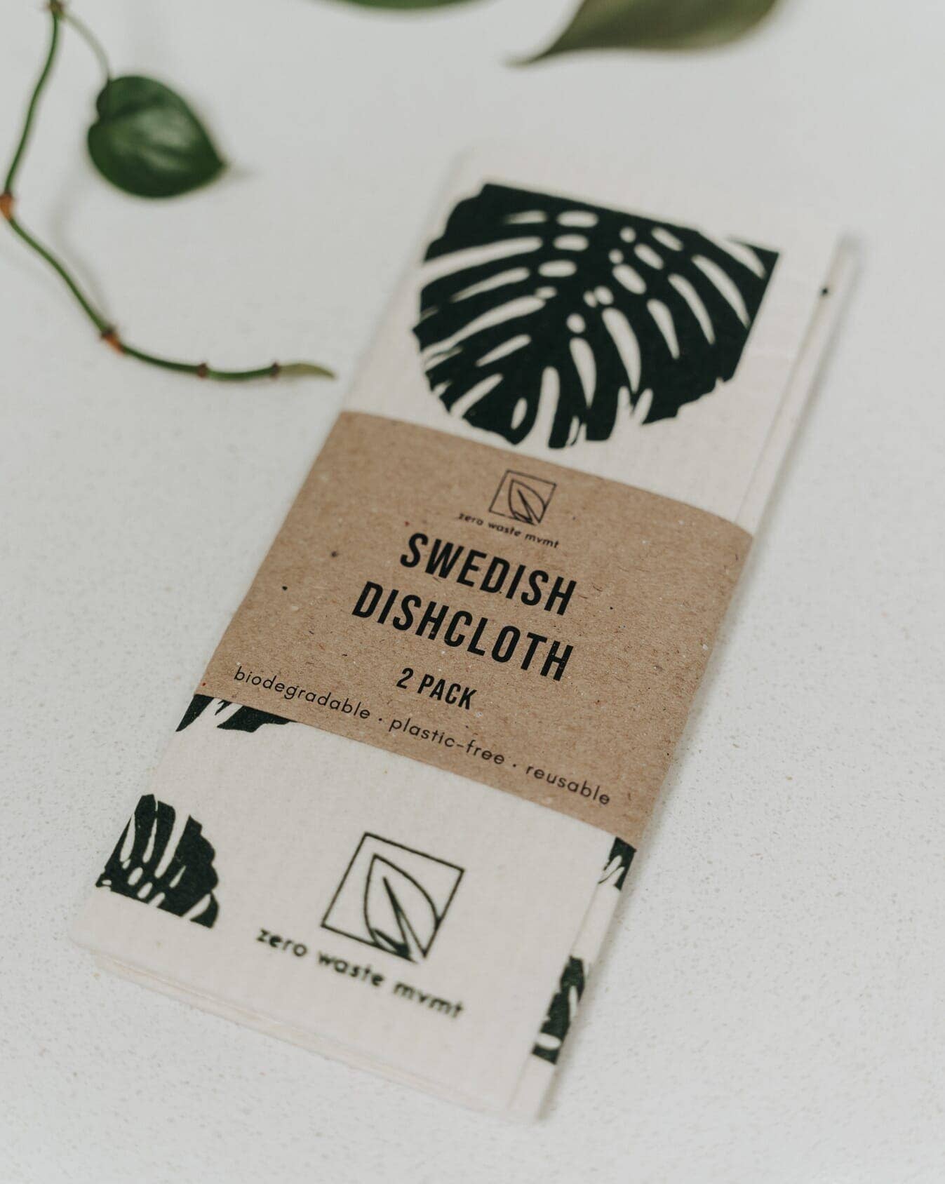 2 Pack Eco Dish Cloth | Swedish Dishcloth | Monstera Print