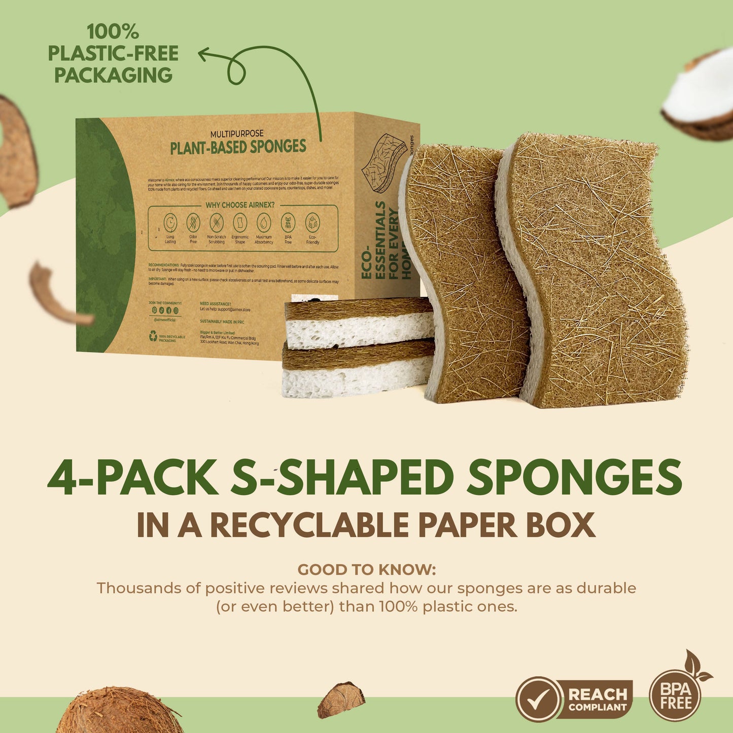 Eco Friendly Sponges for Cleaning - 4 Pack Dish Sponges