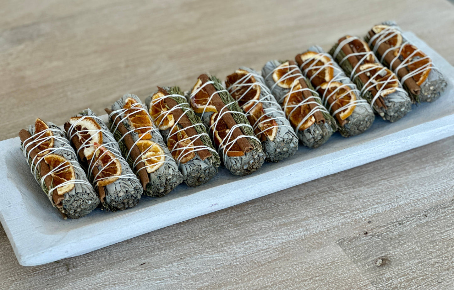 White Sage Sticks w/ Orange Slices, Cinnamon & Rosemary