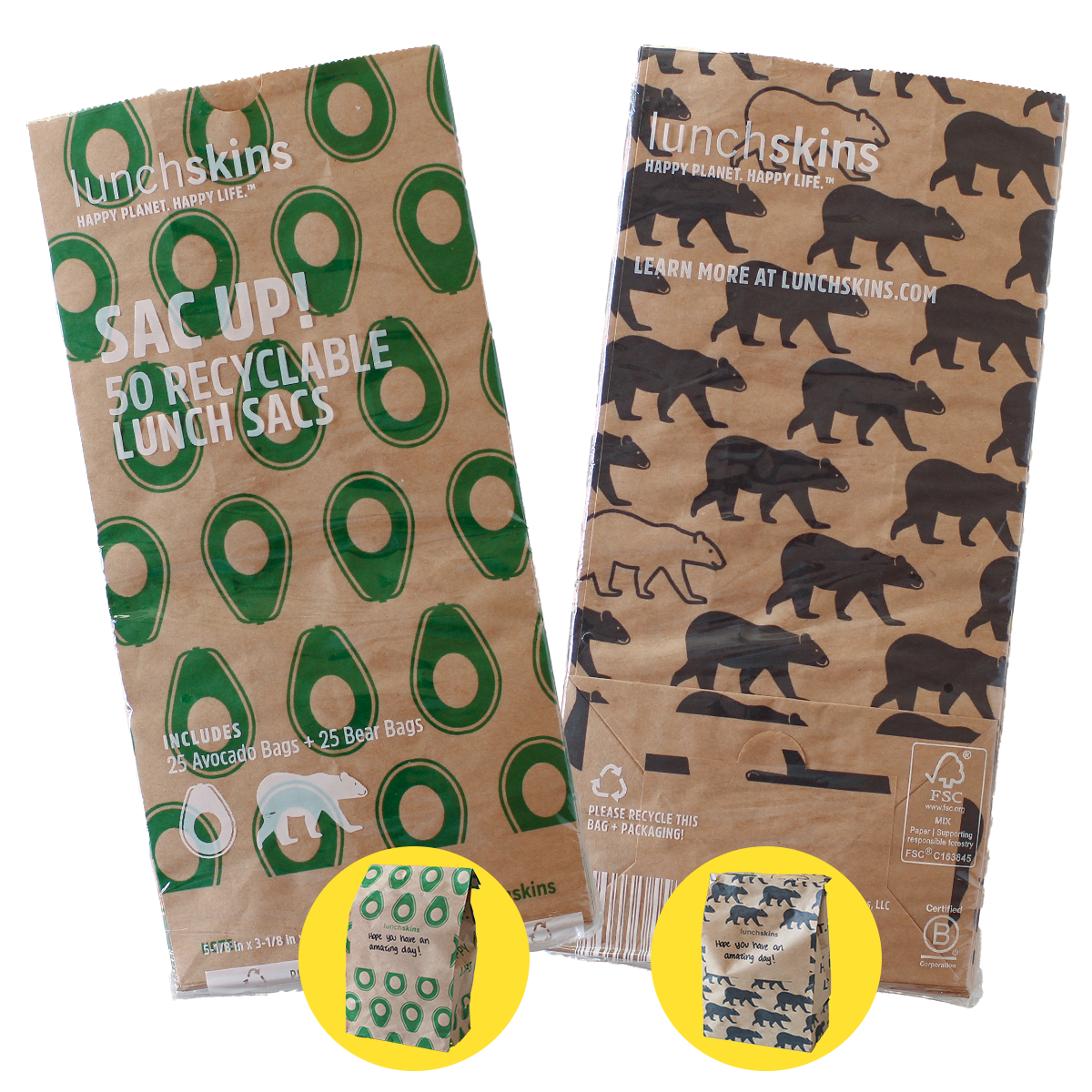 Recyclable Paper Lunch Sacs
