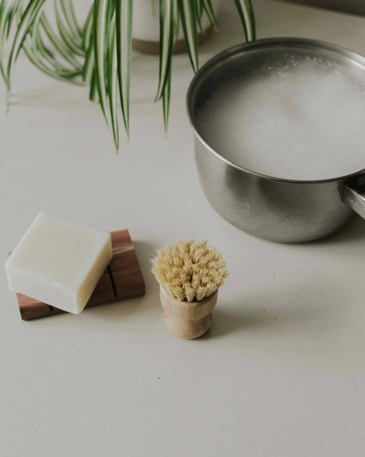 Solid Dish Soap Bar W/ Bamboo Brush| Bergamot + Lime