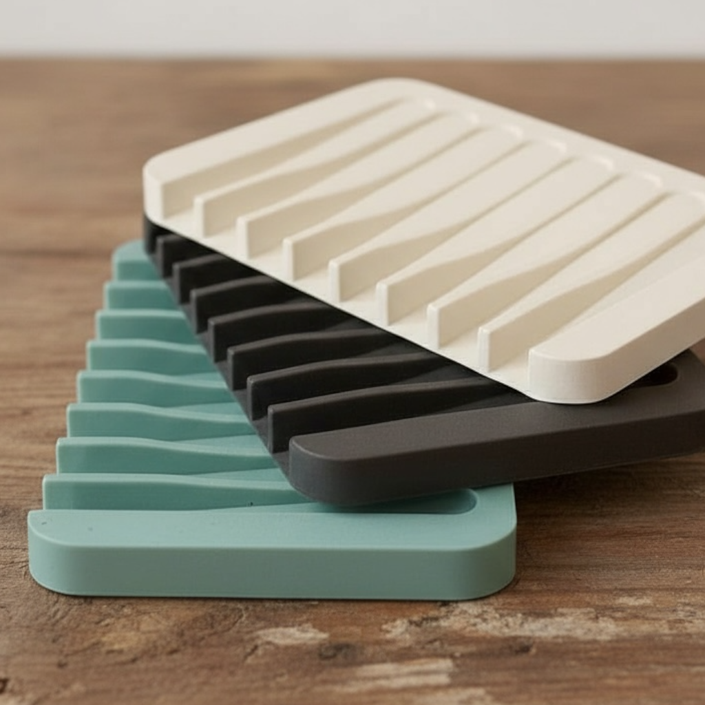 Self Draining Silicone Soap Dish: Modern Waterfall Design