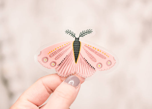 Rose Butterfly Clear, Vinyl Sticker, 3x3 in.