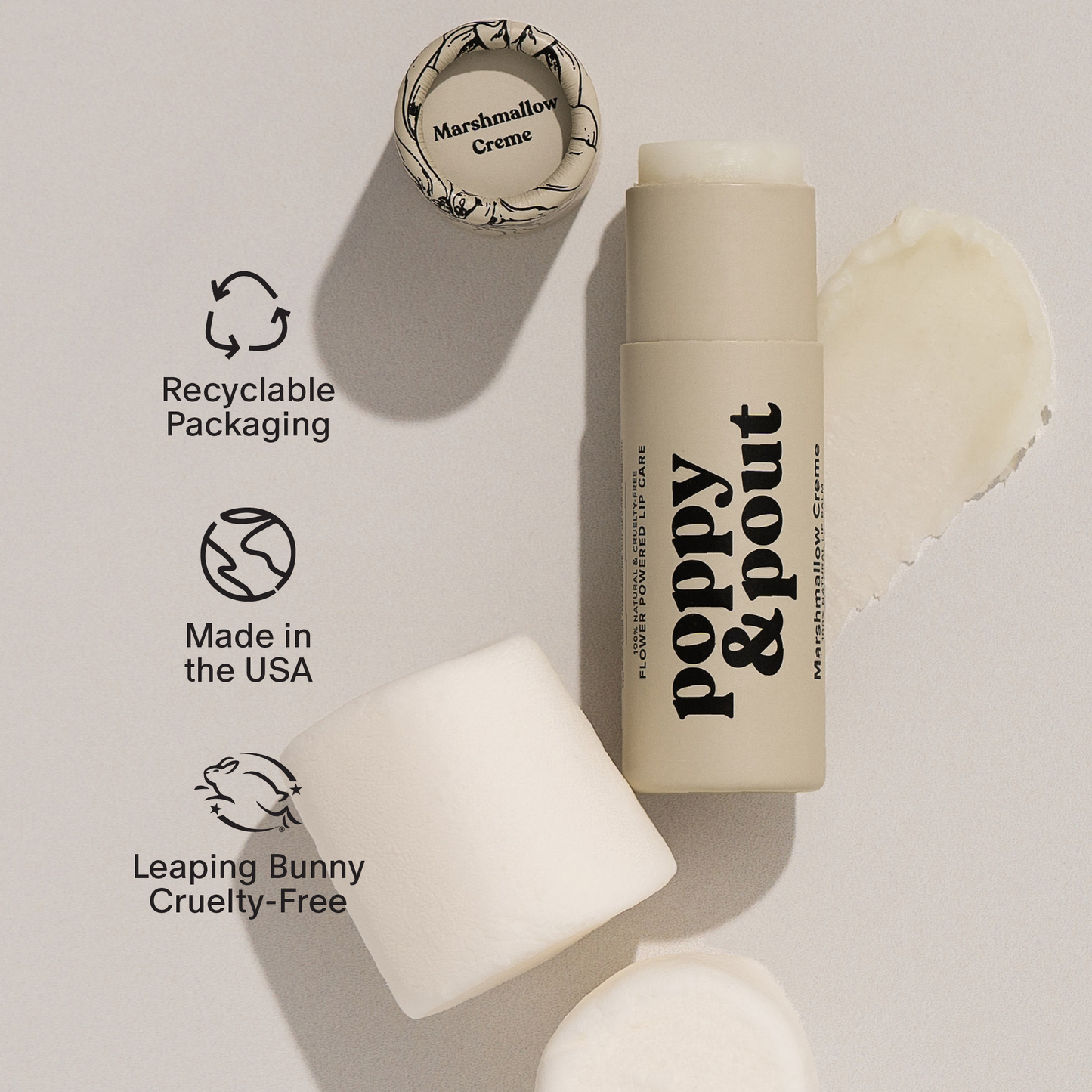 Poppy & Pout Lip Balm - Marshmallow Creme