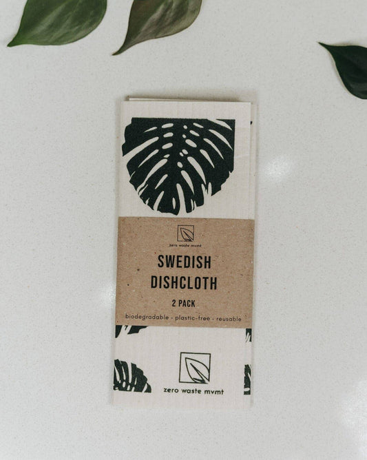 2 Pack Eco Dish Cloth | Swedish Dishcloth | Monstera Print