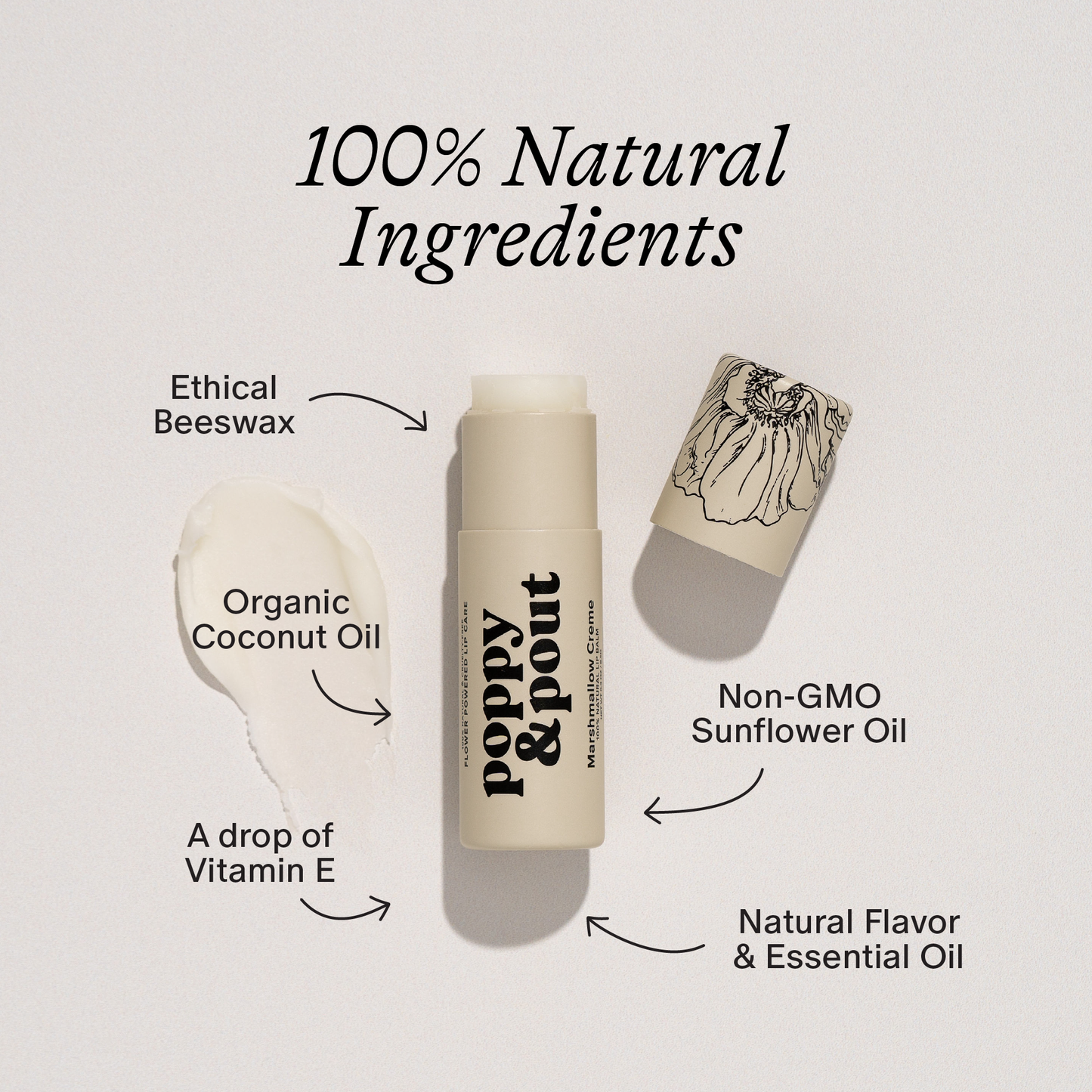 Poppy & Pout Lip Balm - Marshmallow Creme