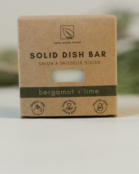 Solid Dish Soap Bar W/ Bamboo Brush| Bergamot + Lime