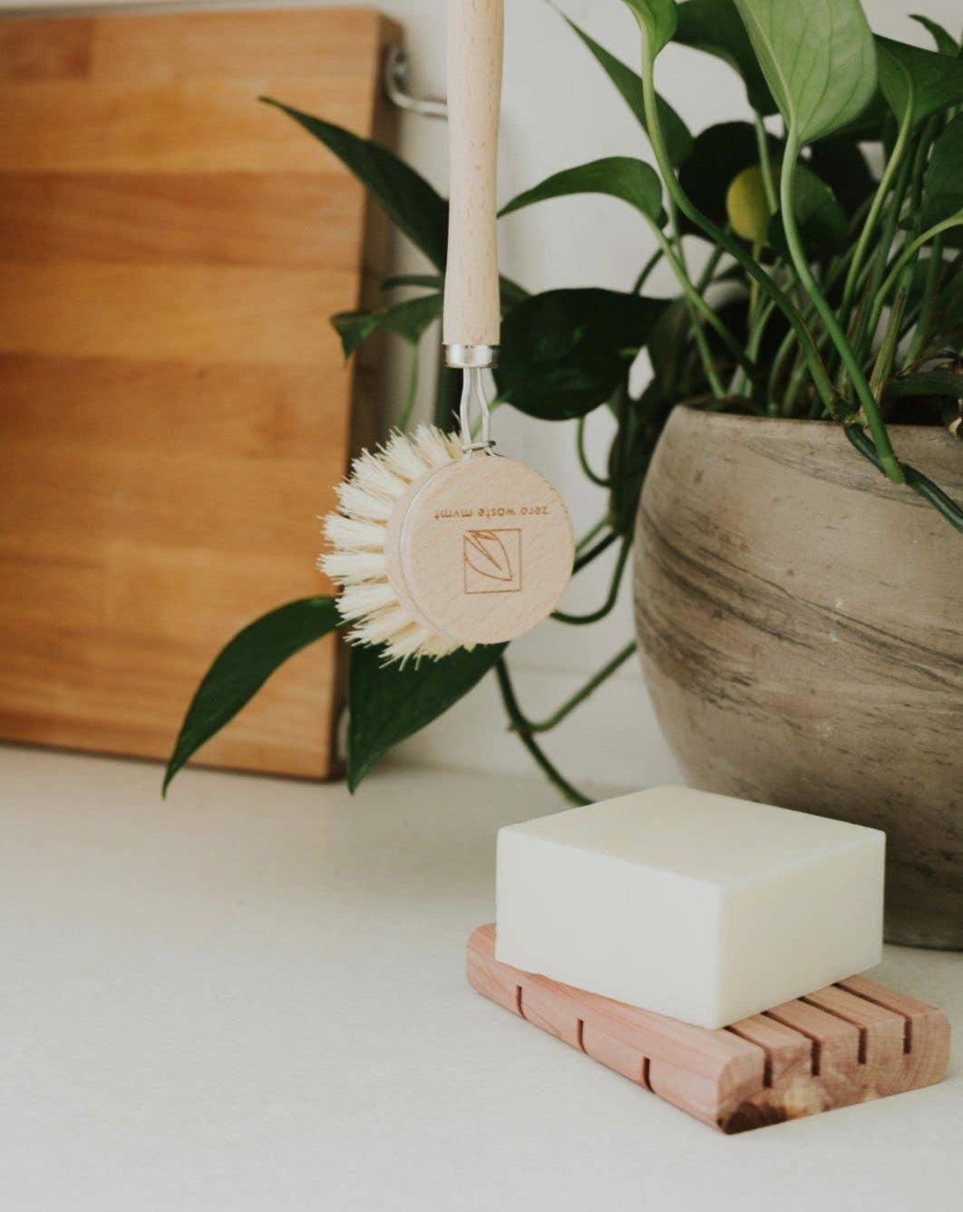 Solid Dish Soap Bar W/ Bamboo Brush| Bergamot + Lime
