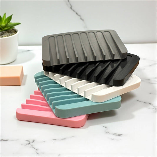 Self Draining Silicone Soap Dish: Modern Waterfall Design